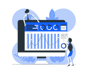 cartoon image of a metrics dashboard