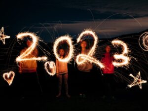 2023 written with a sparkler