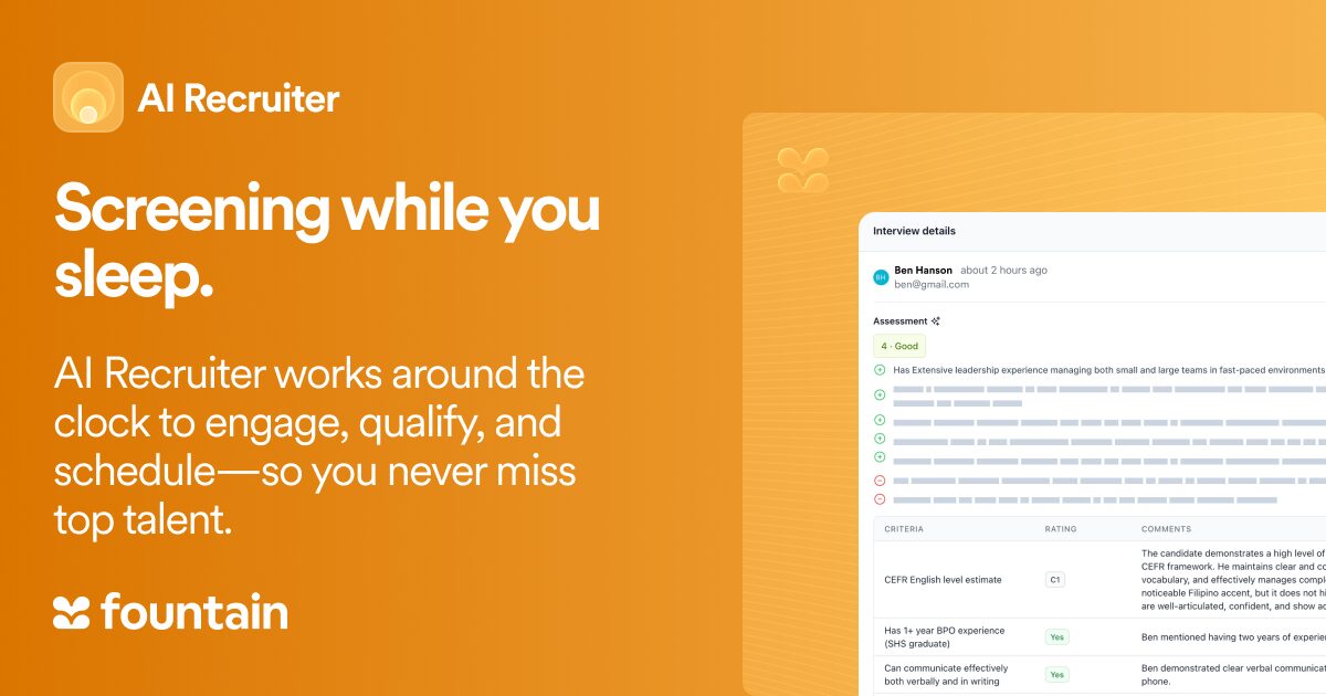 AI Recruiter by Fountain – 24/7 Candidate Screening